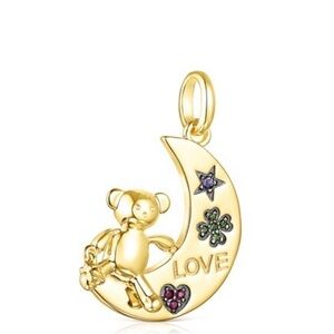 Toys Gold Pendant with Bear and Gem Accents